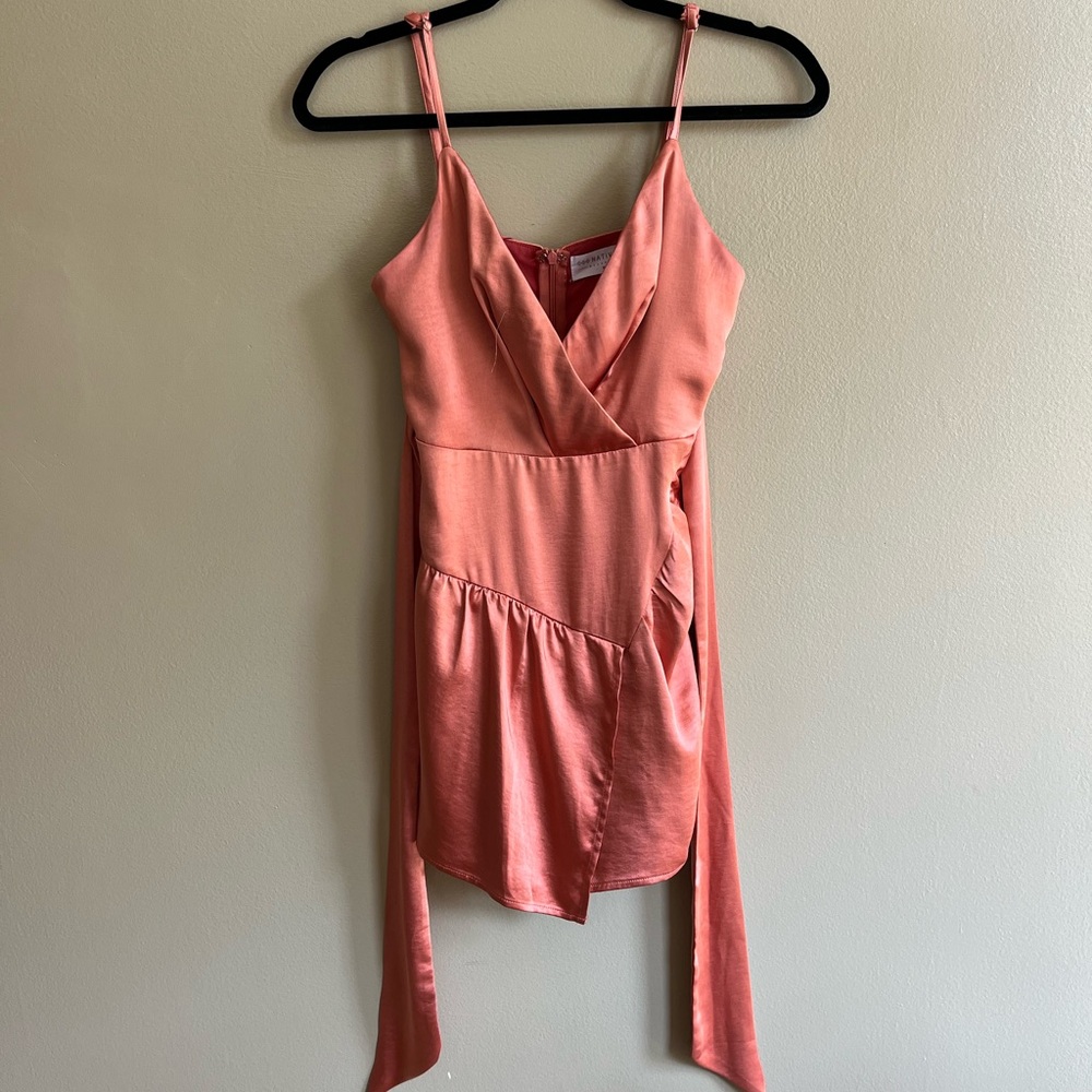 NATIVE daughters romper | color: orange/pink | size: small | satin material
